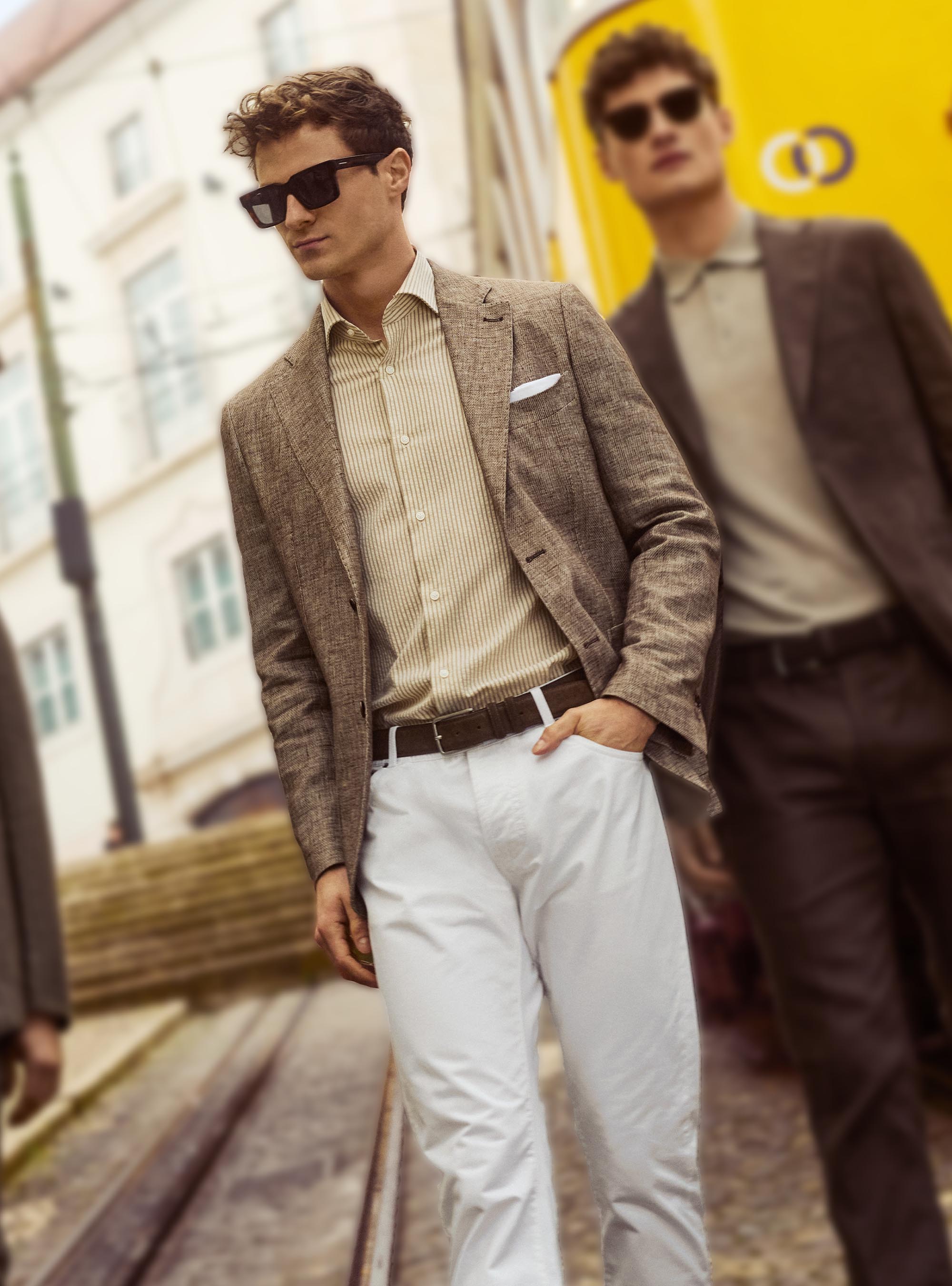 Brown blazer in slub linen Lisbon 25, 